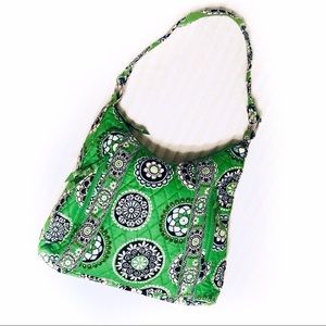 Vera Bradley Quilted Shoulder Bag Green Navy “Cupcake Green” Pattern